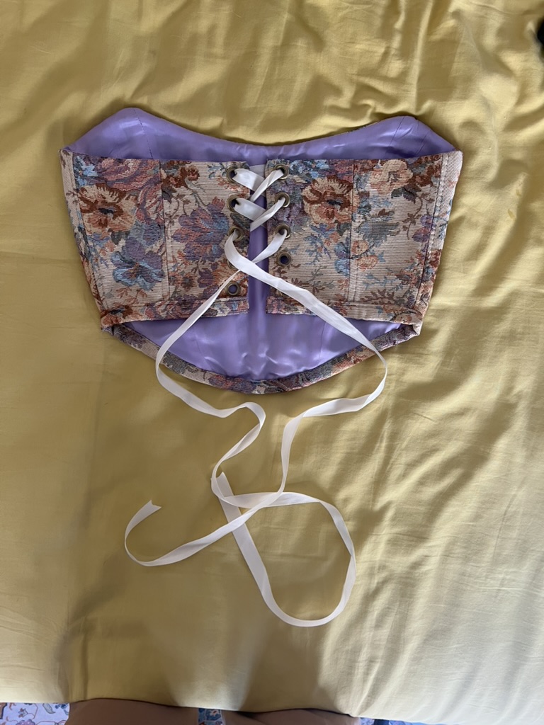 Floral corset top, lace-up back